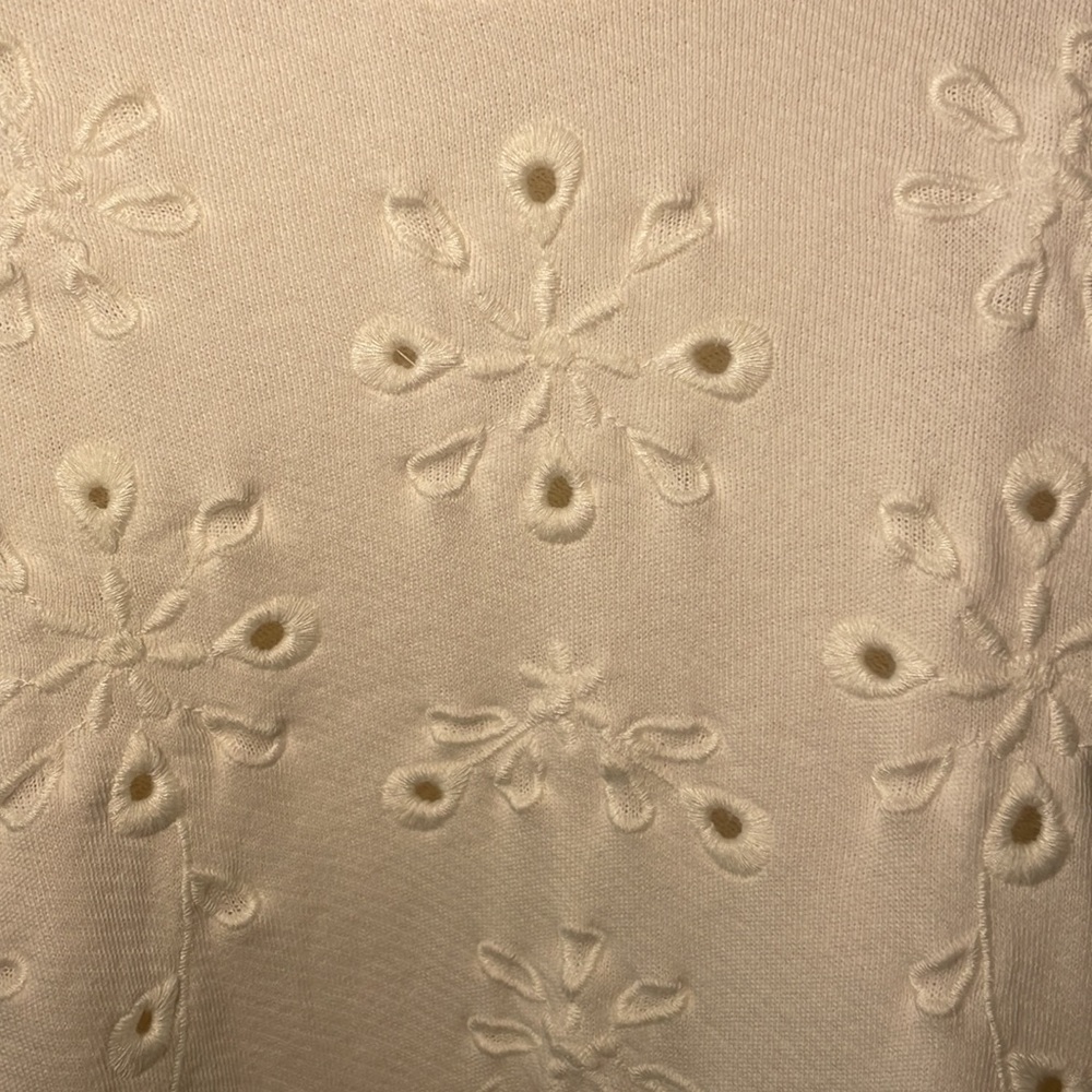 Loft Plus White Embroidered Eyelet Balloon Sleeve Sweatshirt - Picture 5 of 8